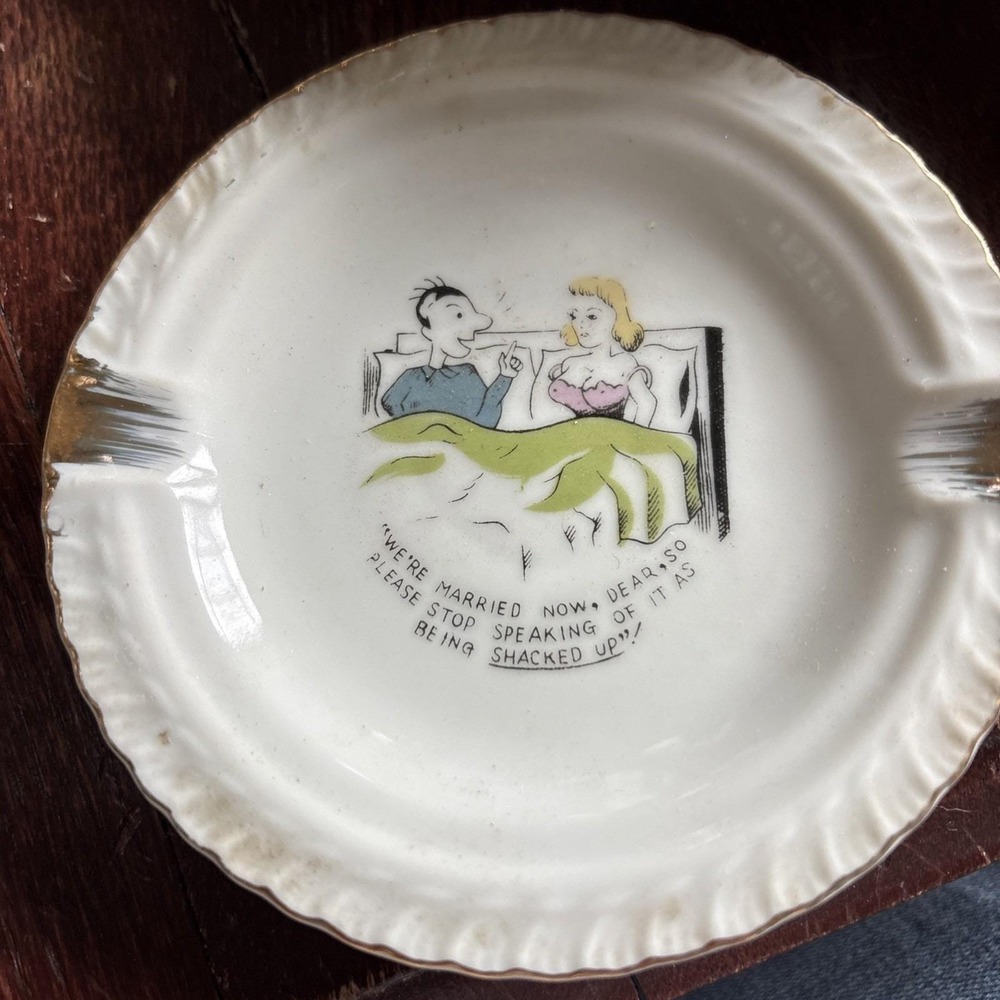 Vintage Naughty Ashtray "Married Now"‎ Japan Adult Humor Risque